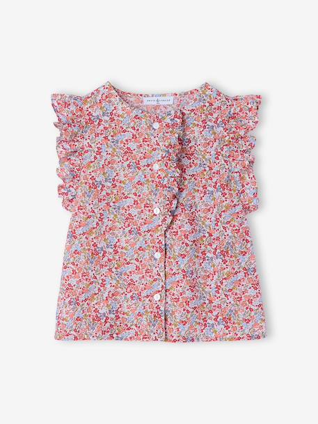 Girl's blouse with frill sleeves multicoloured - vertbaudet enfant 