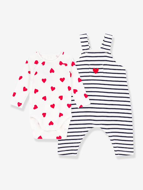 Ensemble body salopette Petit Bateau écru - vertbaudet enfant 