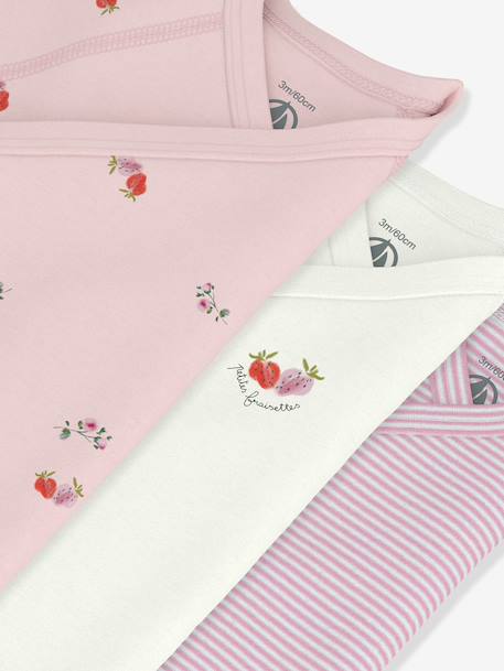 Pack of 3 crossover bodysuit in cotton for babies Petit Bateau white - vertbaudet enfant 