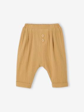 Bébé-Pantalon bébé mixte coupe sarouel en gaze de coton
