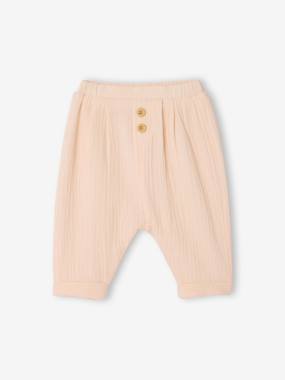 Baby-Harem-Style Trousers in Cotton Gauze