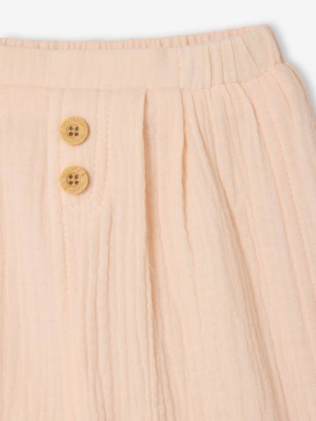 Harem-Style Trousers in Cotton Gauze BLUE DARK SOLID+Light Green+rose+White+yellow - vertbaudet enfant 