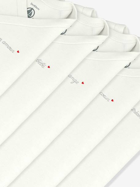 Pack of 5 PETIT BATEAU wrap bodysuits white - vertbaudet enfant 