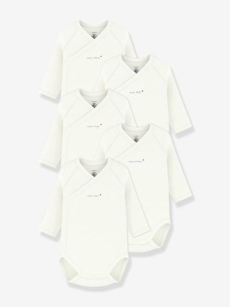 Lot de 5 bodies croisés Petit Bateau blanc - vertbaudet enfant 