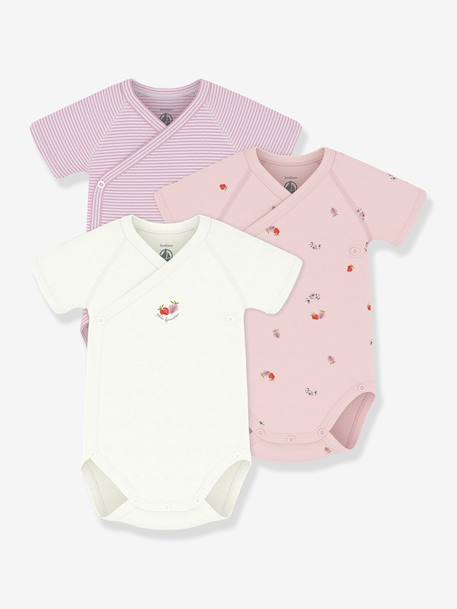 Pack of 3 crossover bodysuit in cotton for babies Petit Bateau white - vertbaudet enfant 