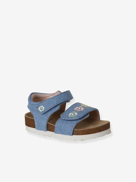 Textile baby sandals with hook and loop straps denim blue - vertbaudet enfant 