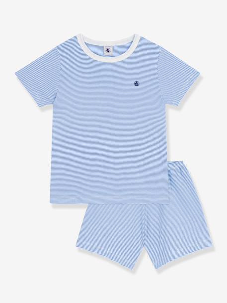 Striped cotton short pyjamas for children PETIT BATEAU blue - vertbaudet enfant 