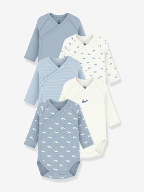 -Pack of 5 long-sleeved wrap bodysuits for babies 