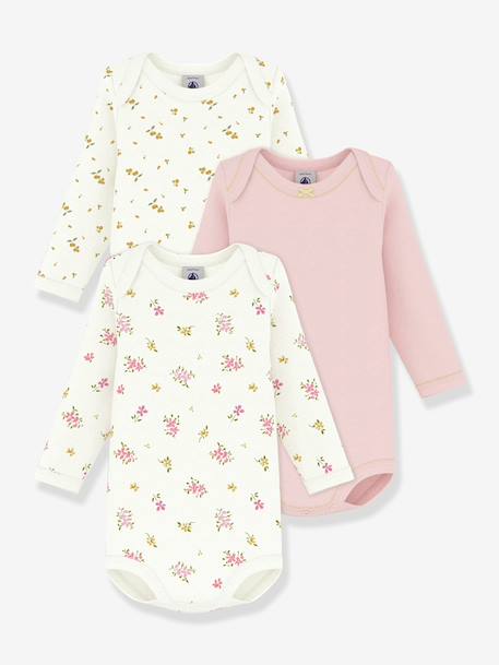 Pack of 3 long-sleeved baby bodysuits white - vertbaudet enfant 