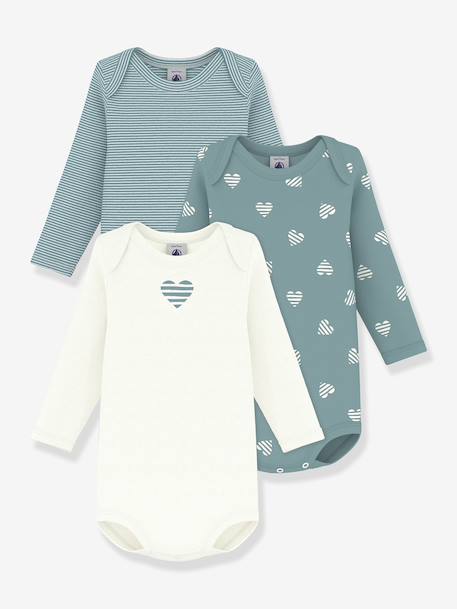 Pack of 3 long-sleeved baby bodysuits white - vertbaudet enfant 