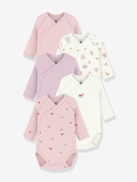 Lot 5 bodies croisés bébé Petit Bateau blanc - vertbaudet enfant 