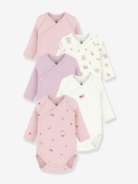 -Pack of 5 Petit Bateau baby wrap bodysuits 
