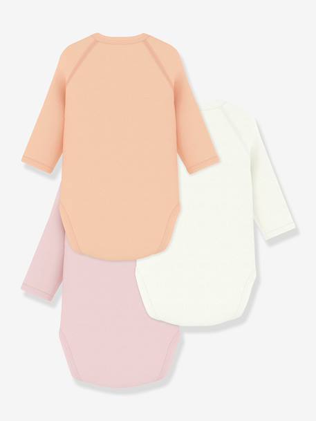 Pack of 3 Petit Bateau baby wrap bodysuits sage green - vertbaudet enfant 