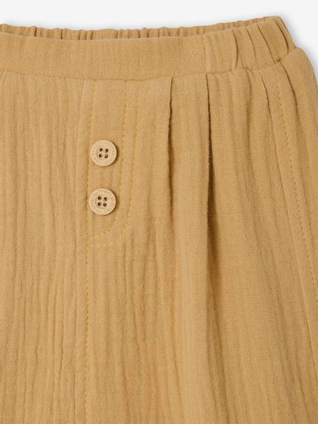 Pantalon bébé mixte coupe sarouel en gaze de coton Blanc+Bleu+jaune+rose+tilleul - vertbaudet enfant 