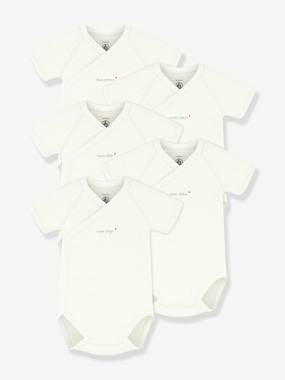 Bébé-Lot 5 bodies croisés bébé coton Petit Bateau