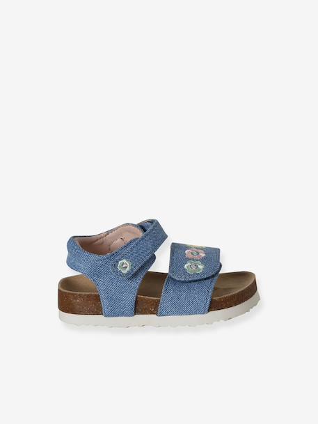 Textile baby sandals with hook and loop straps denim blue - vertbaudet enfant 