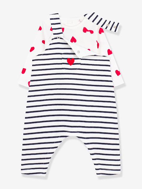 Set bodysuit dungaree Petit Bateau ecru - vertbaudet enfant 