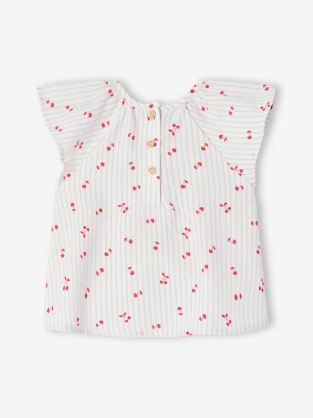 Girl's short-sleeved blouse striped blue - vertbaudet enfant 