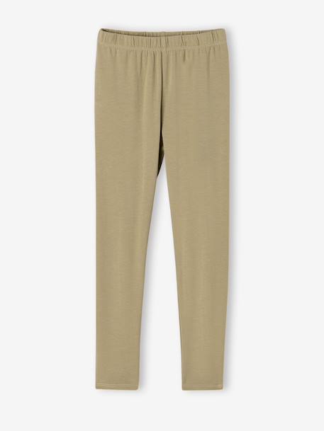 Lot de 2 leggings fille Basics indigo+kaki+marron imprimé+vert sauge - vertbaudet enfant 