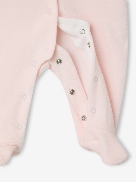 Pack of 2 Corduroy Sleepsuits with Front Opening for Babies beige+rose - vertbaudet enfant 