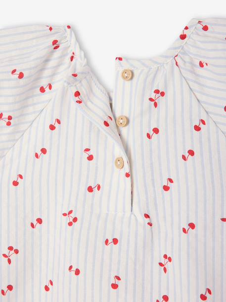 Girl's short-sleeved blouse striped blue - vertbaudet enfant 