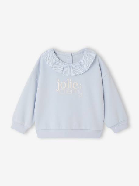 Girl's ruffled sweatshirt light blue - vertbaudet enfant 