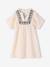 Girl's embroidered gauze dress, knee-length sandy beige - vertbaudet enfant 
