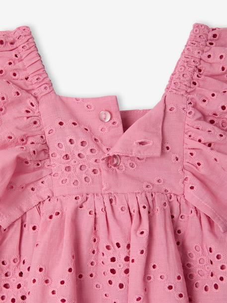 Baby Girls’ Cotton Broderie Anglaise Dress rose - vertbaudet enfant 