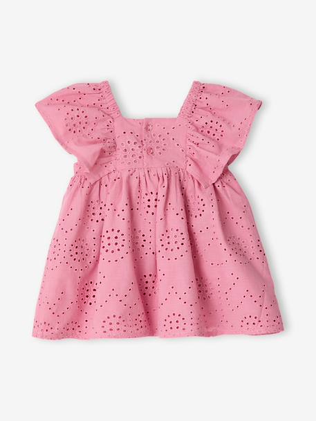 Baby Girls’ Cotton Broderie Anglaise Dress rose - vertbaudet enfant 