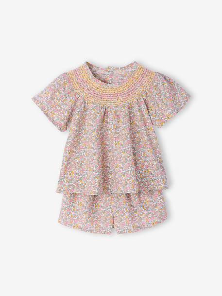 Girl's set blouse + short multicoloured - vertbaudet enfant 