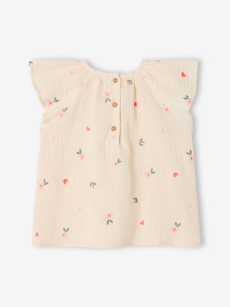 Girl's short-sleeved blouse ecru - vertbaudet enfant 