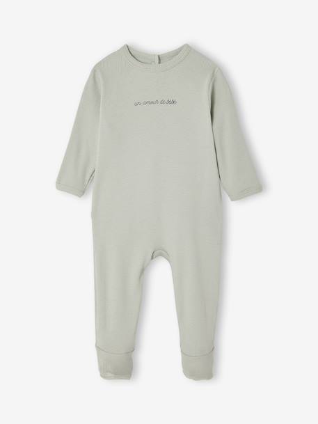 Pack of 2 sleepsuits with back opening sage green - vertbaudet enfant 