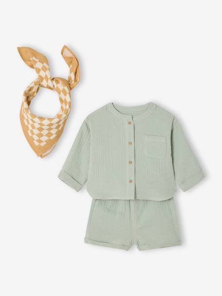 Set of 3-piece shorts for baby boys aqua green - vertbaudet enfant 