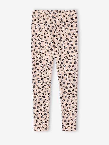Pack of 2 Basics Leggings for Girls indigo+khaki+printed brown+sage green - vertbaudet enfant 
