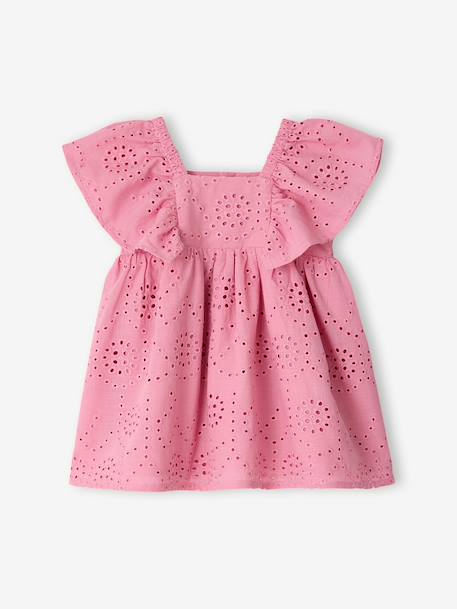 Baby Girls’ Cotton Broderie Anglaise Dress rose - vertbaudet enfant 