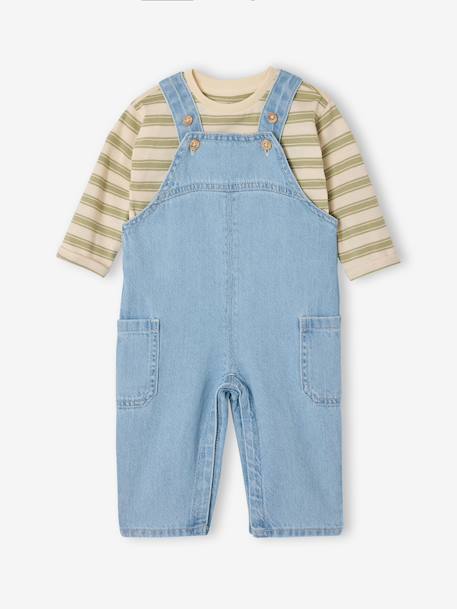 Boys' dungaree set sage green - vertbaudet enfant 