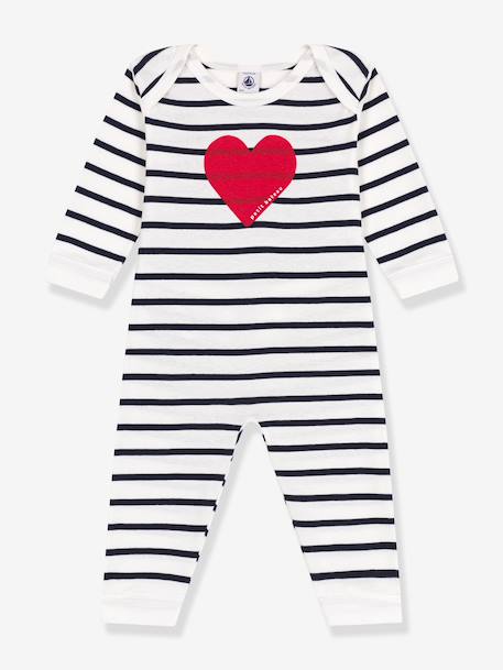 Pyjamas with heart print PETIT BATEAU ecru - vertbaudet enfant 