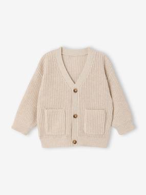Baby-Jumpers, Cardigans & Sweaters-Cardigans-Essential V-neck cardigan for baby boys 