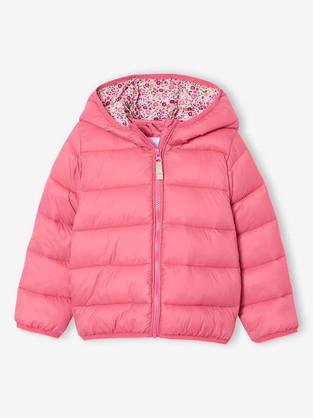 Lightweight hooded puffer jacket for girls grey green+navy blue+old rose+rose - vertbaudet enfant 