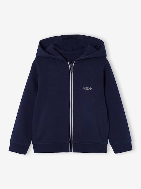 Girl's zipped hooded sweatshirt navy blue - vertbaudet enfant 