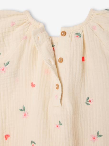 Girl's short-sleeved blouse ecru - vertbaudet enfant 