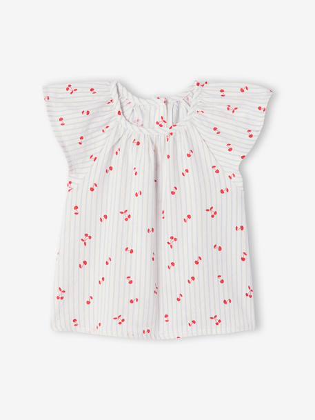 Girl's short-sleeved blouse striped blue - vertbaudet enfant 