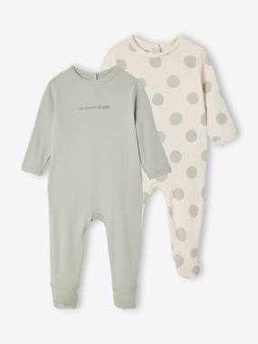 Baby-Pyjamas & Sleepsuits-Pack of 2 sleepsuits with back opening 