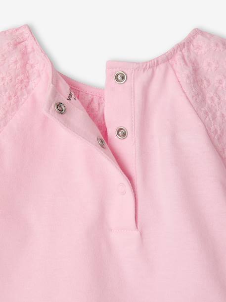 Embroidered short-sleeved T-shirt pale pink - vertbaudet enfant 