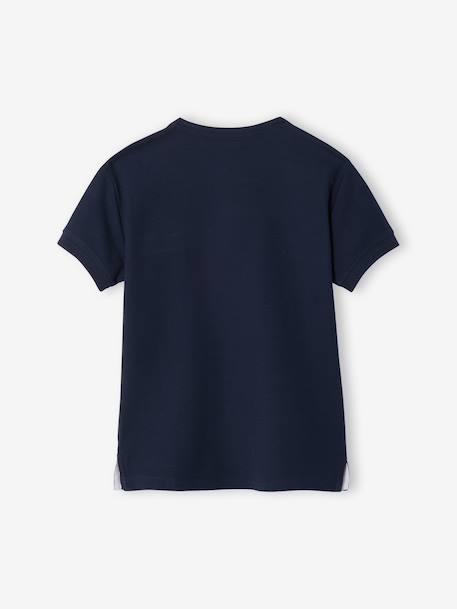 Boy's Mao collar polo shirt ecru+navy blue+sky blue - vertbaudet enfant 