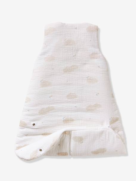 Sleeveless baby sleeping bag with central opening, customisable, IN THE CLOUDS printed white - vertbaudet enfant 