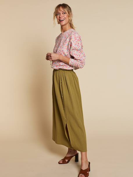 Jupe femme gaze de coton Capsule mère-fille olive - vertbaudet enfant 