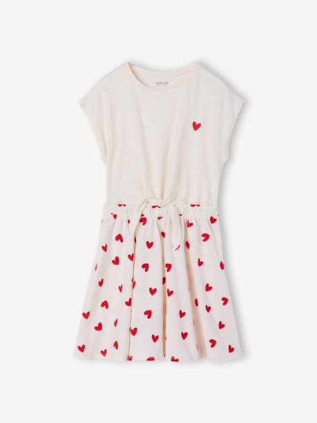 Robe fille effet 2 en 1 blanc imprimé+écru+vanille - vertbaudet enfant 