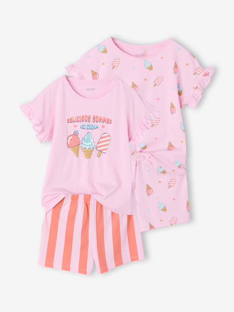 Pack of 2 girls' short-sleeved pyjamas rose - vertbaudet enfant 