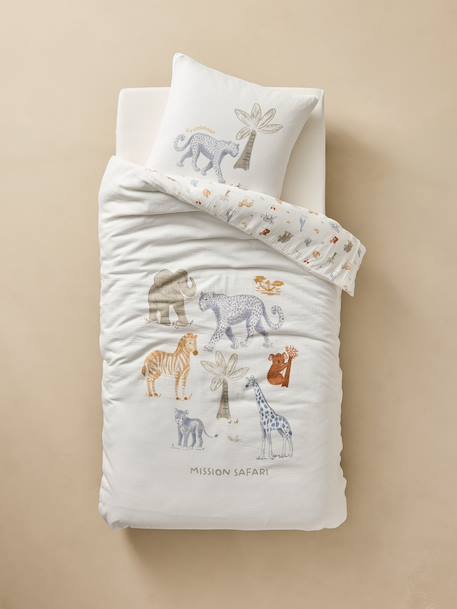 MISSION SAFARI duvet cover and pillowcase bedding set in cotton gauze, with recycled cotton ecru - vertbaudet enfant 